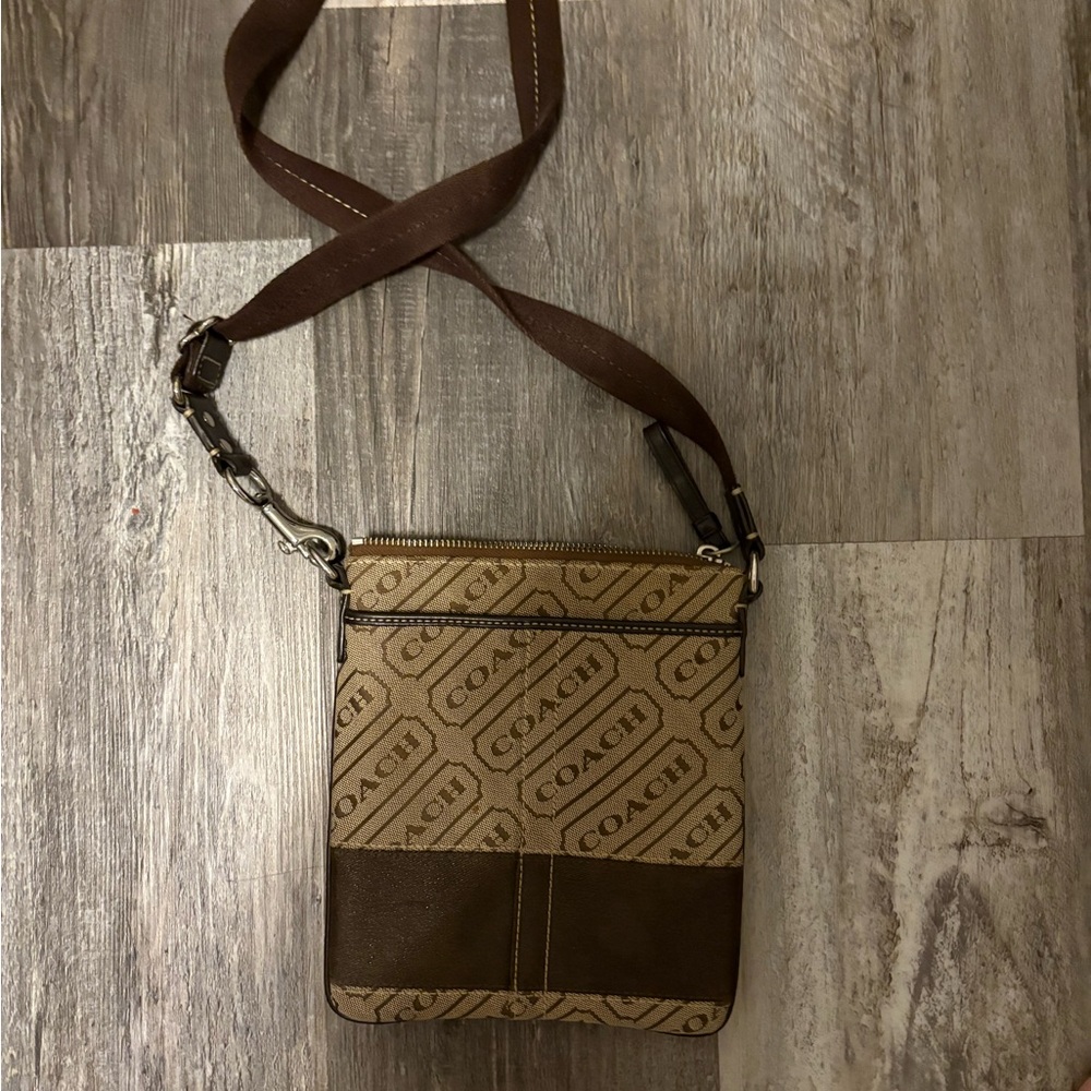 Coach Tan and Brown Messenger Bag